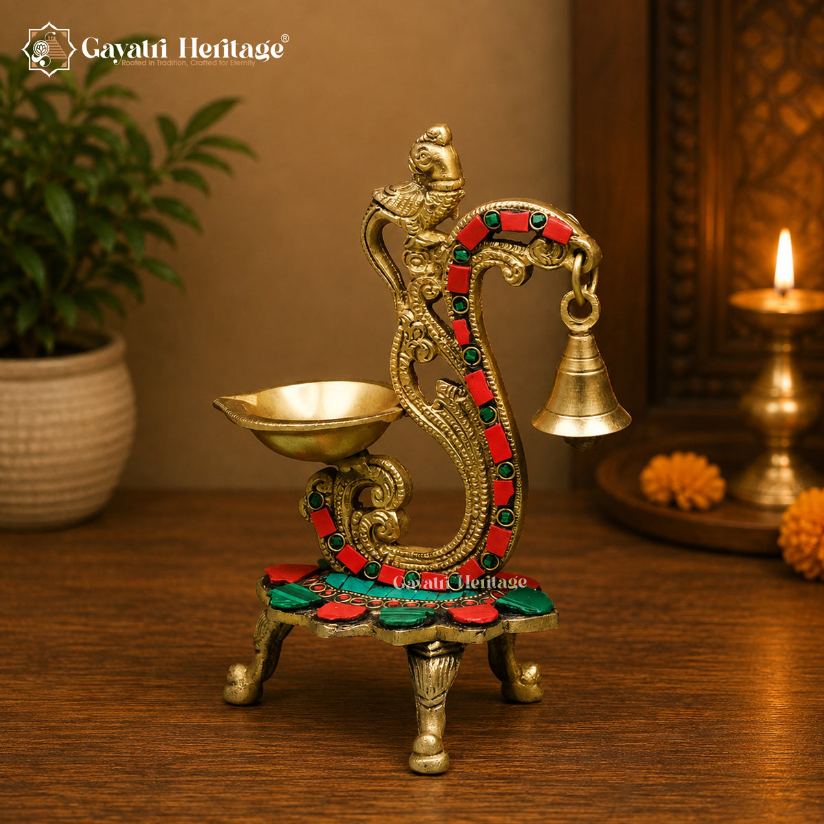 Brass Diya Stand – Elegant Traditional Décor | Gayatri Heritage