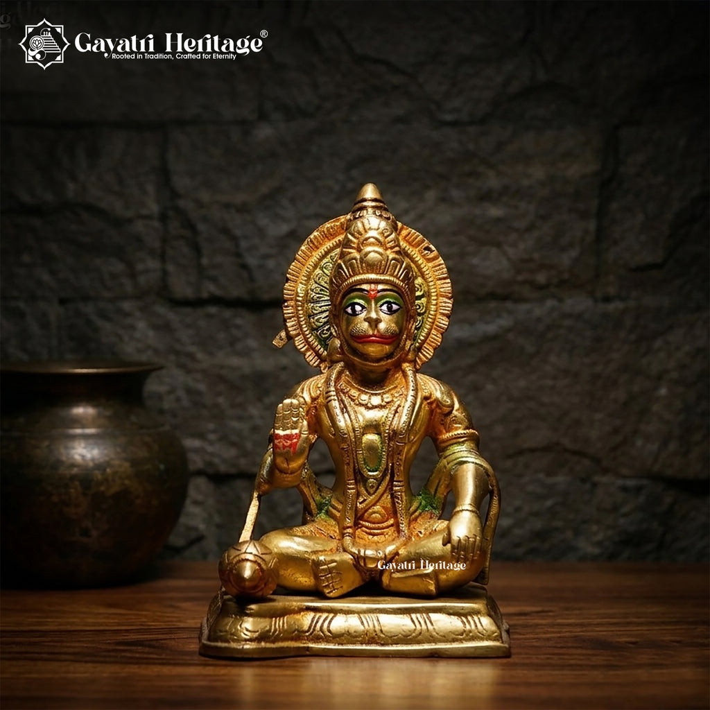 Brass Hanuman Idol – Multicolor Divine Strength & Blessings