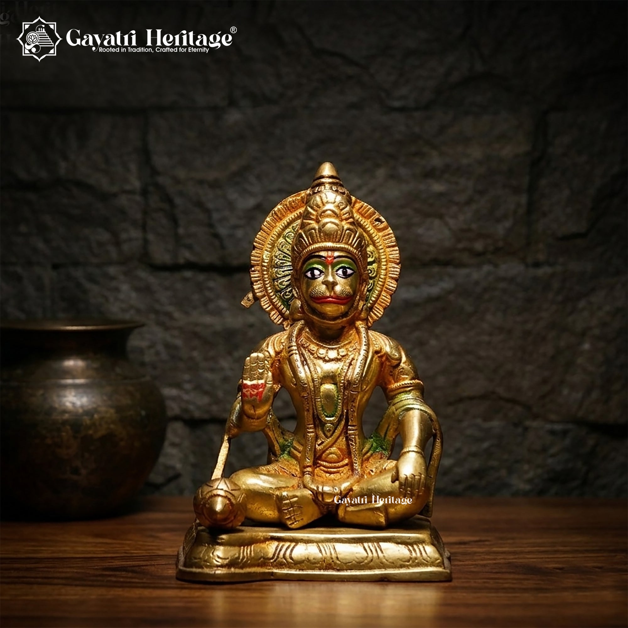 Brass Hanuman Idol – Multicolor Divine Strength & Blessings