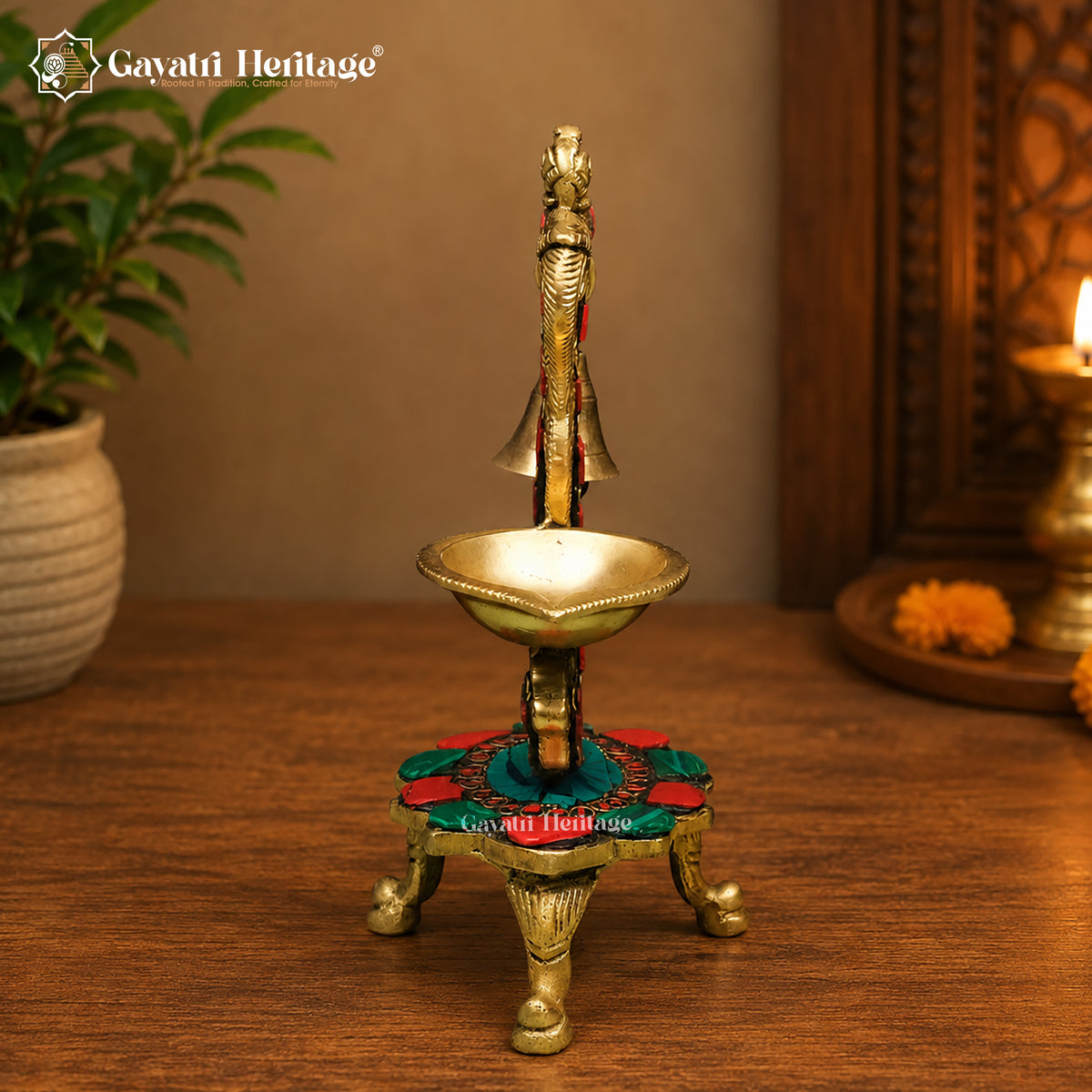 Brass Diya Stand – Elegant Traditional Décor | Gayatri Heritage