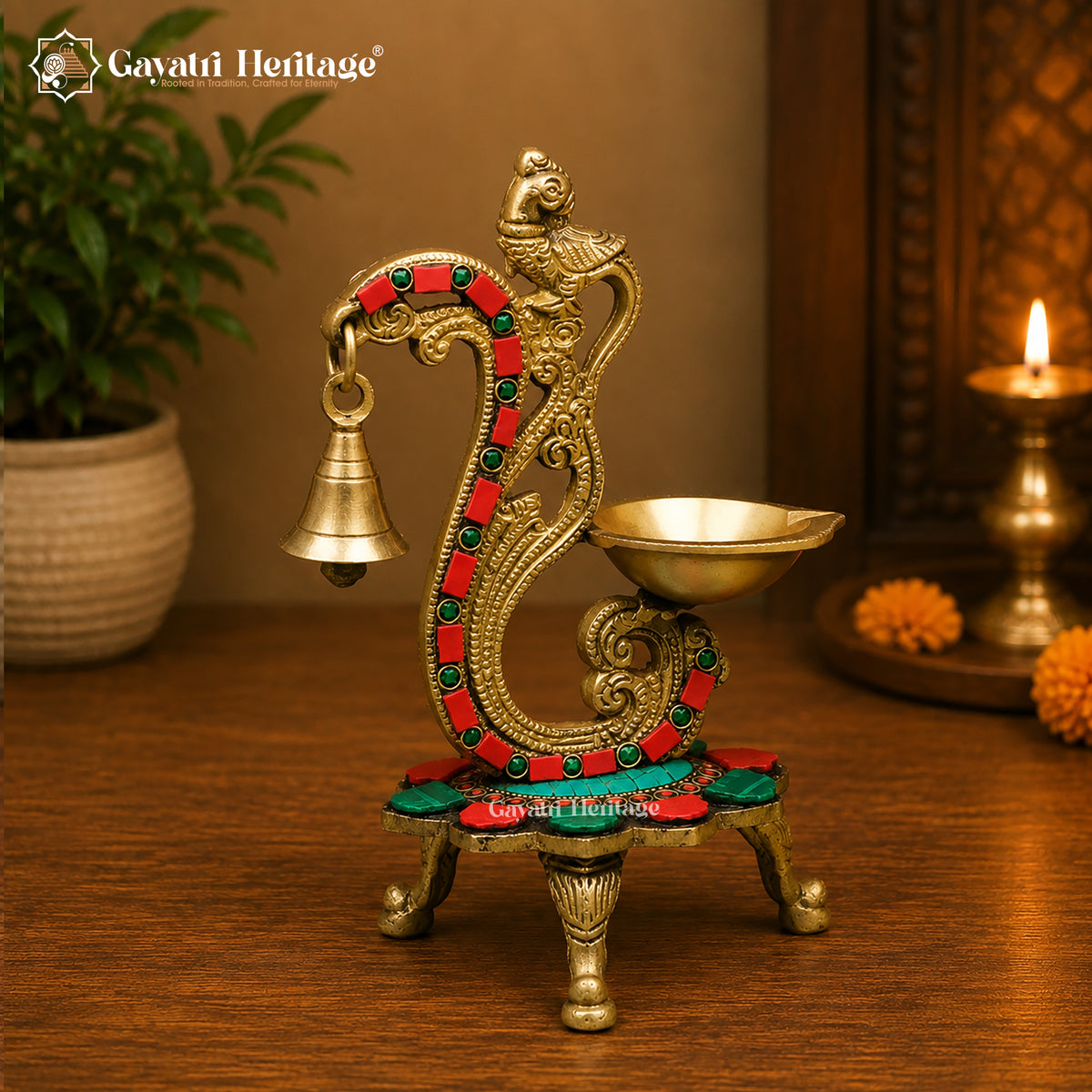 Brass Diya Stand – Elegant Traditional Décor | Gayatri Heritage
