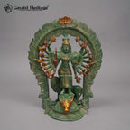 Brass Katyayani Mata Statue | Antique Green Patina with Gold Finish Durga Idol – 12 Inch