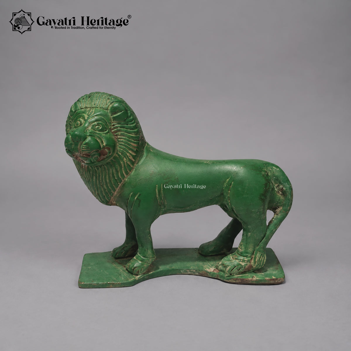 Brass Katyayani Mata Statue | Antique Green Patina with Gold Finish Durga Idol – 12 Inch