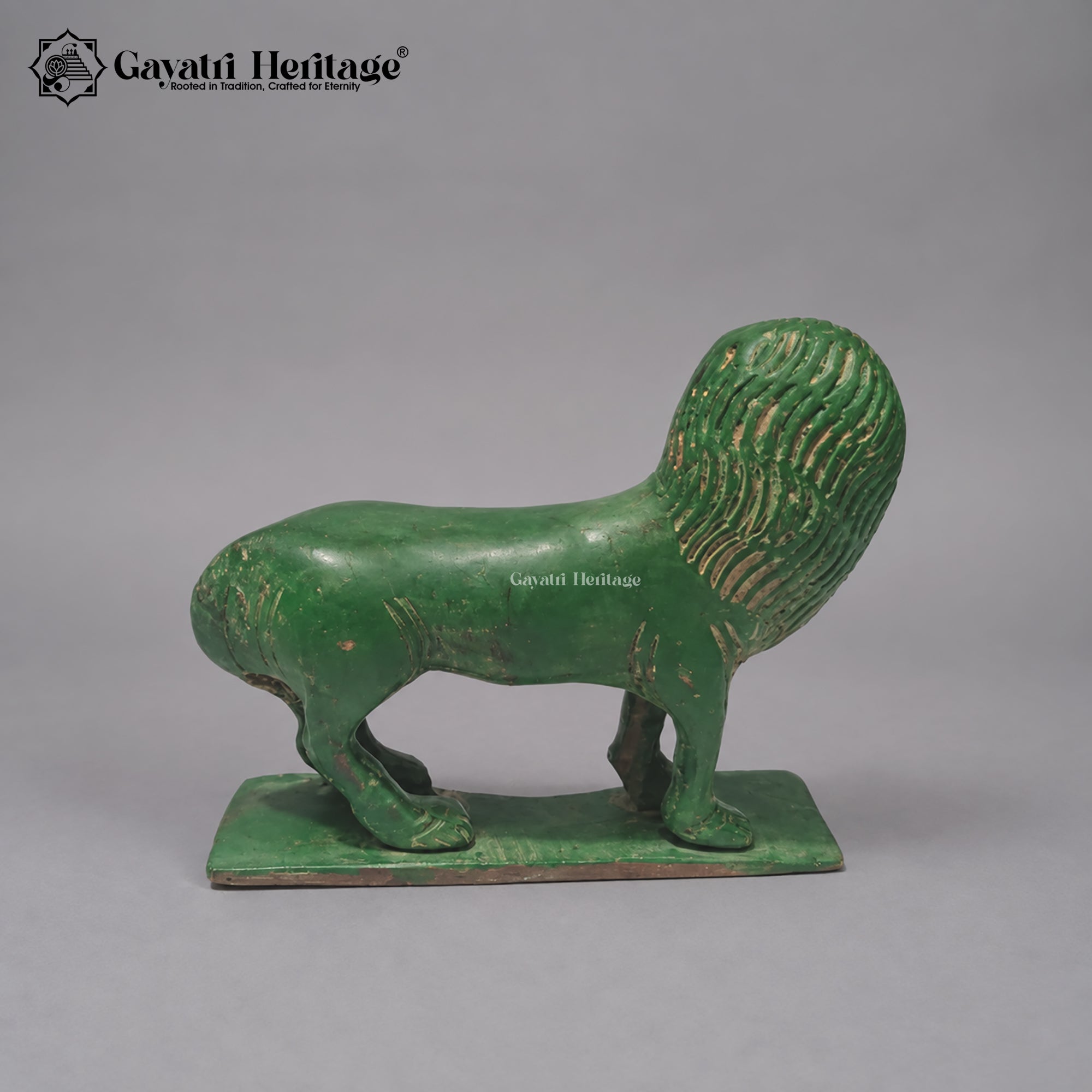 Brass Katyayani Mata Statue | Antique Green Patina with Gold Finish Durga Idol – 12 Inch