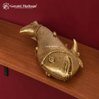 Brass Fish Figurine, Handcrafted Golden Fish Statue, Traditional Indian Brass Decor, Nautical Home Accent, Unique Housewarming Gift