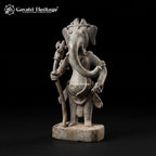 Rare Antique Brass Standing Ganesh Idol with Staff | Vintage Style Ganesha Statue