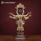 Brass Multi-Armed Deepalakshmi Diya Lamp Statue | Hand-Carved Goddess Figurine