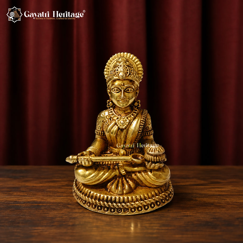 Brass Annapurna Idol | Goddess Annapurna Murti | Home Temple Pooja Decor | Spiritual Gift