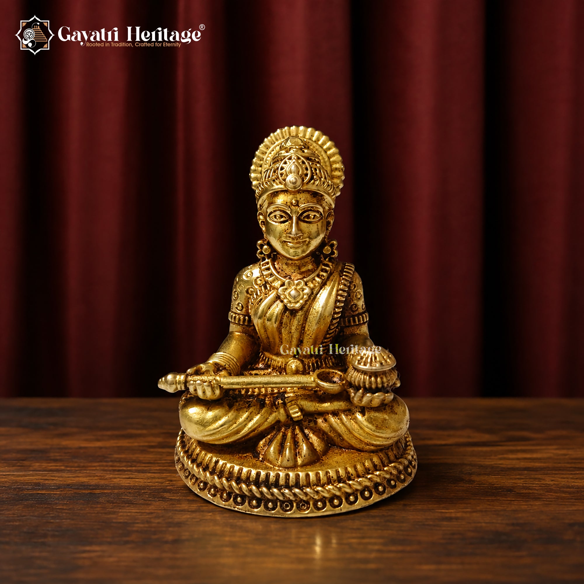 Brass Annapurna Idol | Goddess Annapurna Murti | Home Temple Pooja Decor | Spiritual Gift