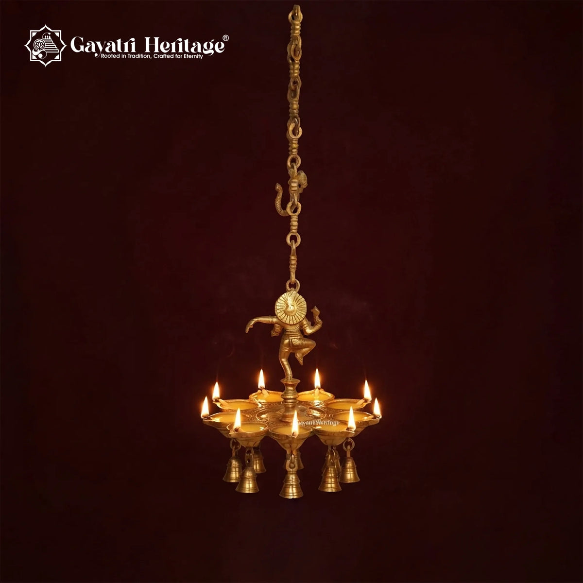 Brass Ganesh Diya with Chain – view 2 of 2