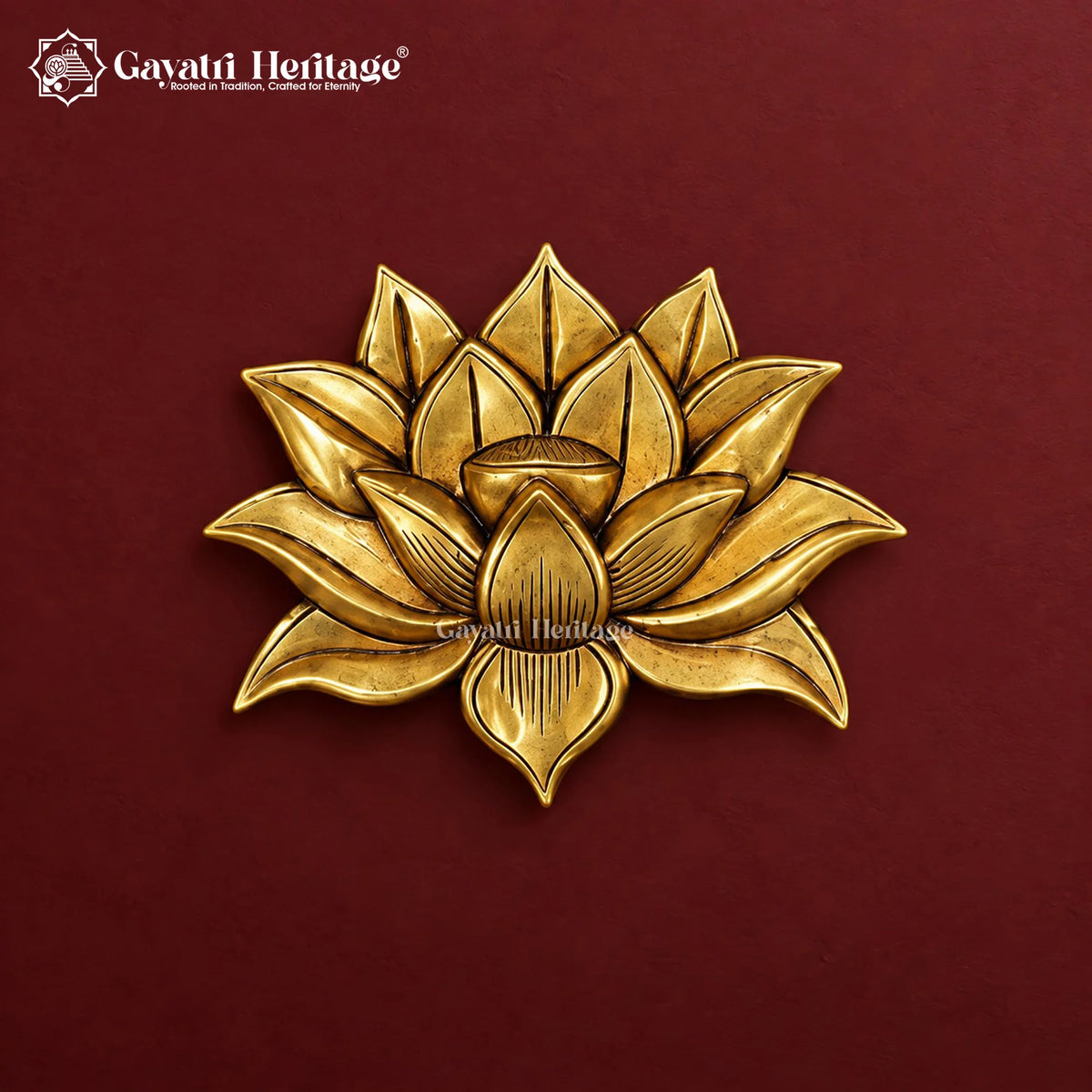 Brass Lotus Wall Hanging | Antique Gold Finish Flower Art | Handmade Wall Decor for Home