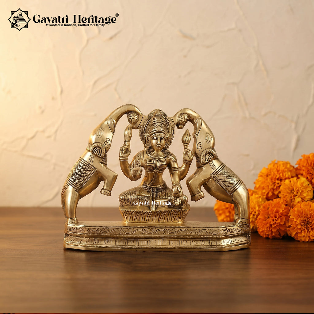 Pure Brass Gajalakshmi Idol with Elephants – Goddess Lakshmi Statue | Gayatri Heritage