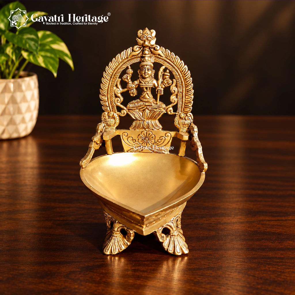 Handcrafted Brass Kamatchi Deepam | Traditional Oil Lamp for Pooja, Hindu Temple Decor & Housewarming Gift