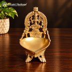 Handcrafted Brass Kamatchi Deepam | Traditional Oil Lamp for Pooja, Hindu Temple Decor & Housewarming Gift