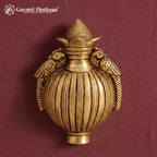 Brass Wall Hanging Kalash with Peacock | Traditional Pooja Room, Mandir & Entrance Decor