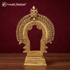 Brass Deity Throne with Kirtimukha Prabhavali | Temple Altar Seat (14 Inch)