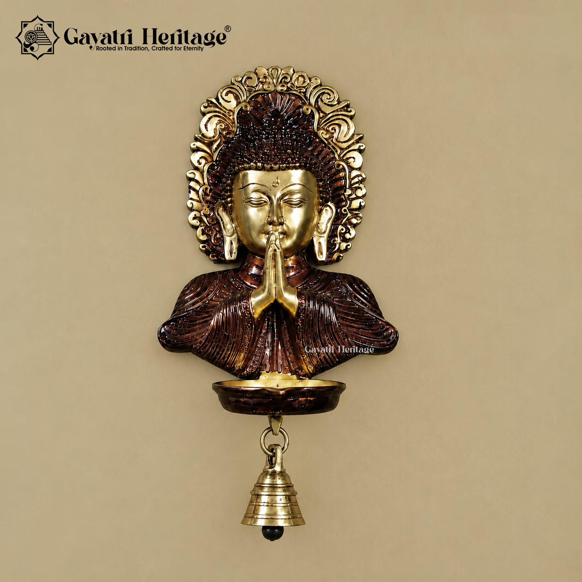 Brass Buddha Wall Hanging – Calm & Spirituality Embodied | Gayatri Heritage