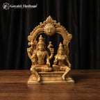 Brass Shiva Parvati Idol | Seated Divine Couple Statue for Mandir Decor (10 Inch)