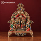 Brass Ram Panchayat Statue with Stone Work | Ram Sita Lakshman Hanuman Idol