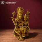 Brass Narasimha Idol | Lord Vishnu Lion Avatar Statue | Antique Gold Ugra Narasimha Murti | Hindu Pooja Room Decor | Spiritual Gift
