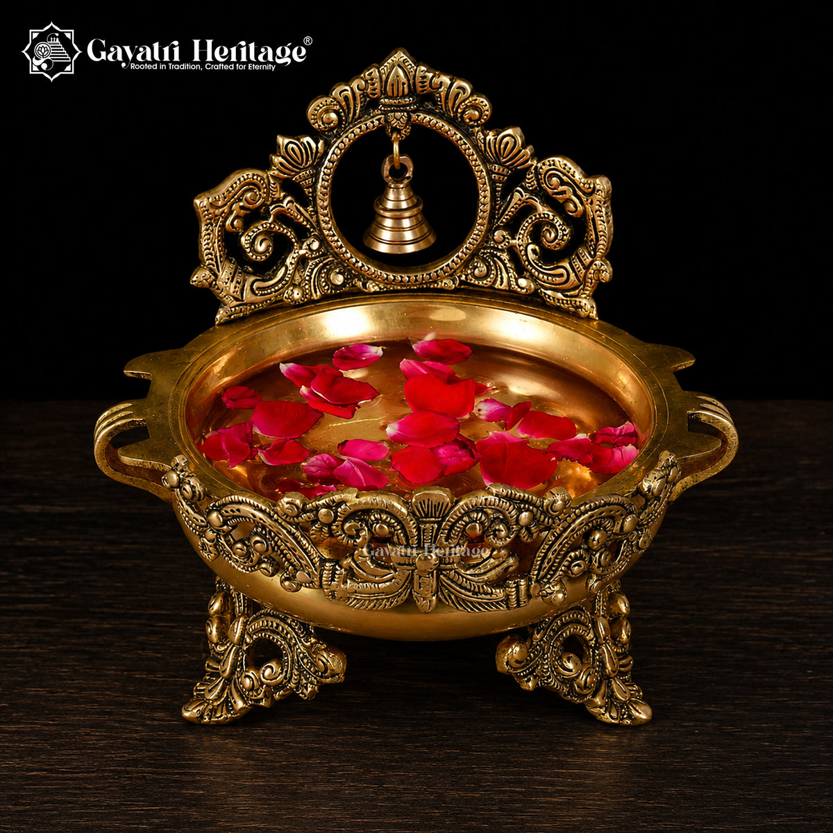 Brass Bell Design Urli – Elegant Décor for Spiritual Spaces | Gayatri Heritage