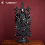 Black Brass Venkateswara Swamy Idol | Large Tirupati Balaji Statue for Temple