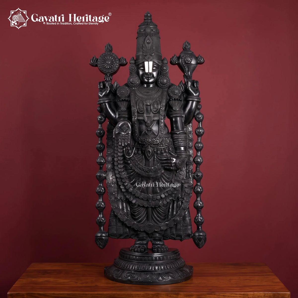 Black Brass Venkateswara Swamy Idol | Large Tirupati Balaji Statue for Temple