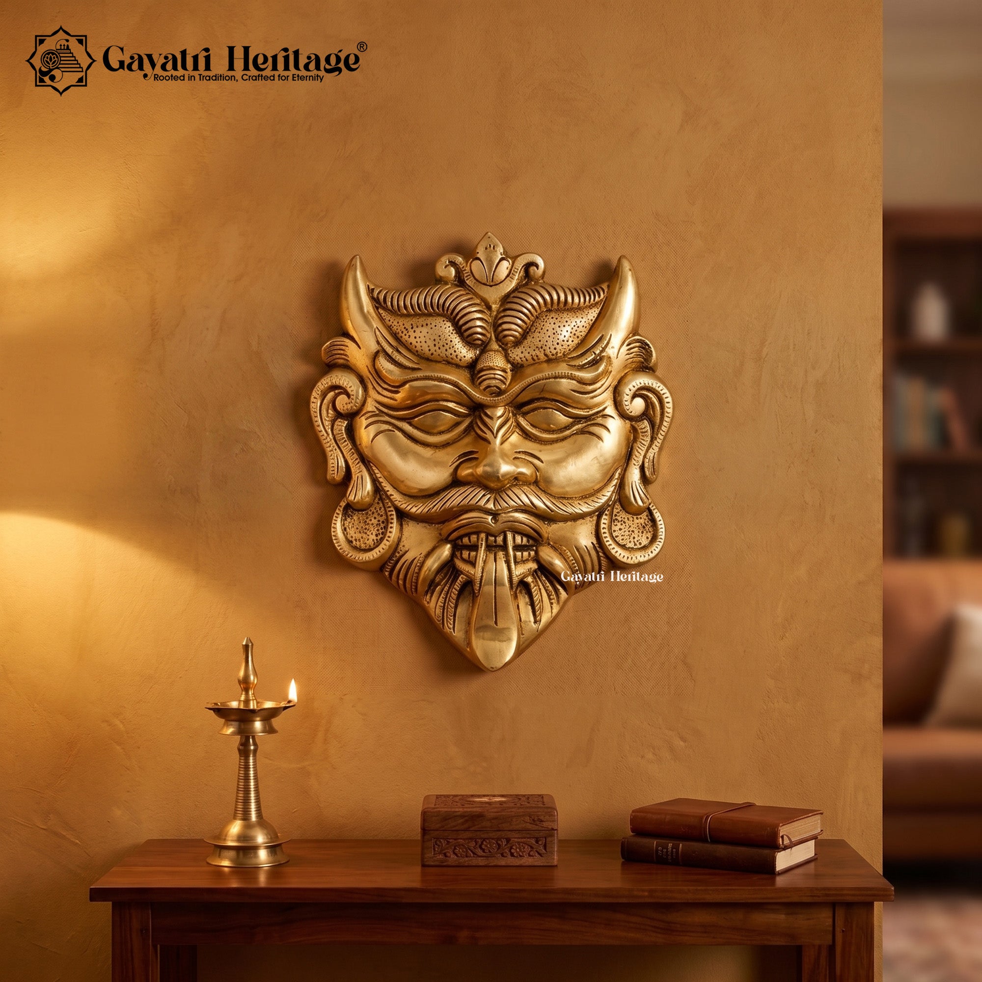 Brass Kirti Mukha Wall Hanging – Sacred Temple Decor | Gayatri Heritage