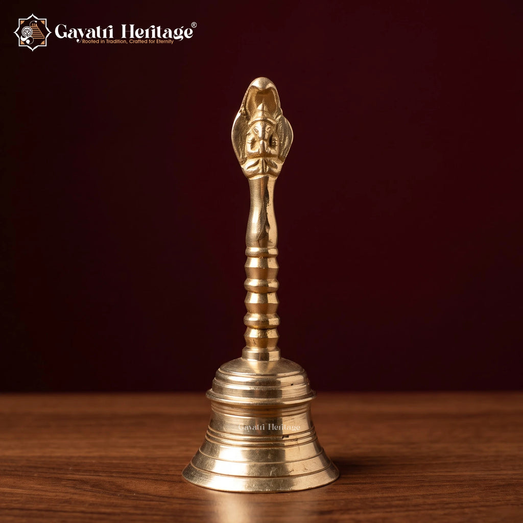 Brass Pooja Bell with Garuda Handle | Vishnu Puja Ghanti for Mandir