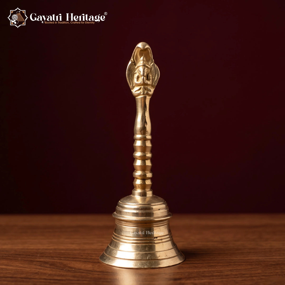 Brass Pooja Bell with Garuda Handle | Vishnu Puja Ghanti for Mandir