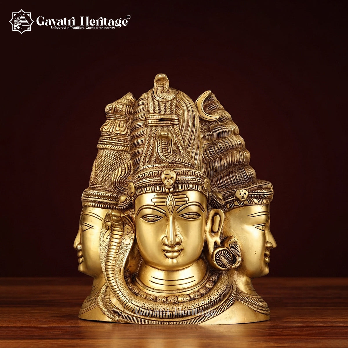Brass Shiva Head Behind Parvati – Divine Detail in Brass | Gayatri Heritage