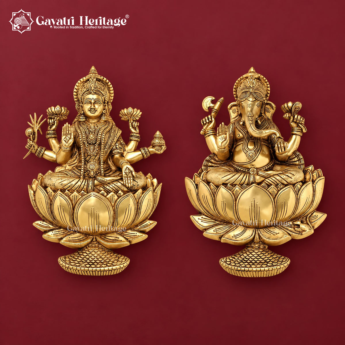 Brass Ganesh Laxmi Wall Decor, 19 inch, handcrafted by Gayatri Heritage