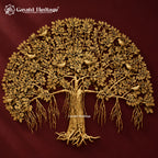 Brass Kalpvriksha Tree Wall Hanging, Large Tree of Life Wall Art with Birds, Indian Brass Wall Decor