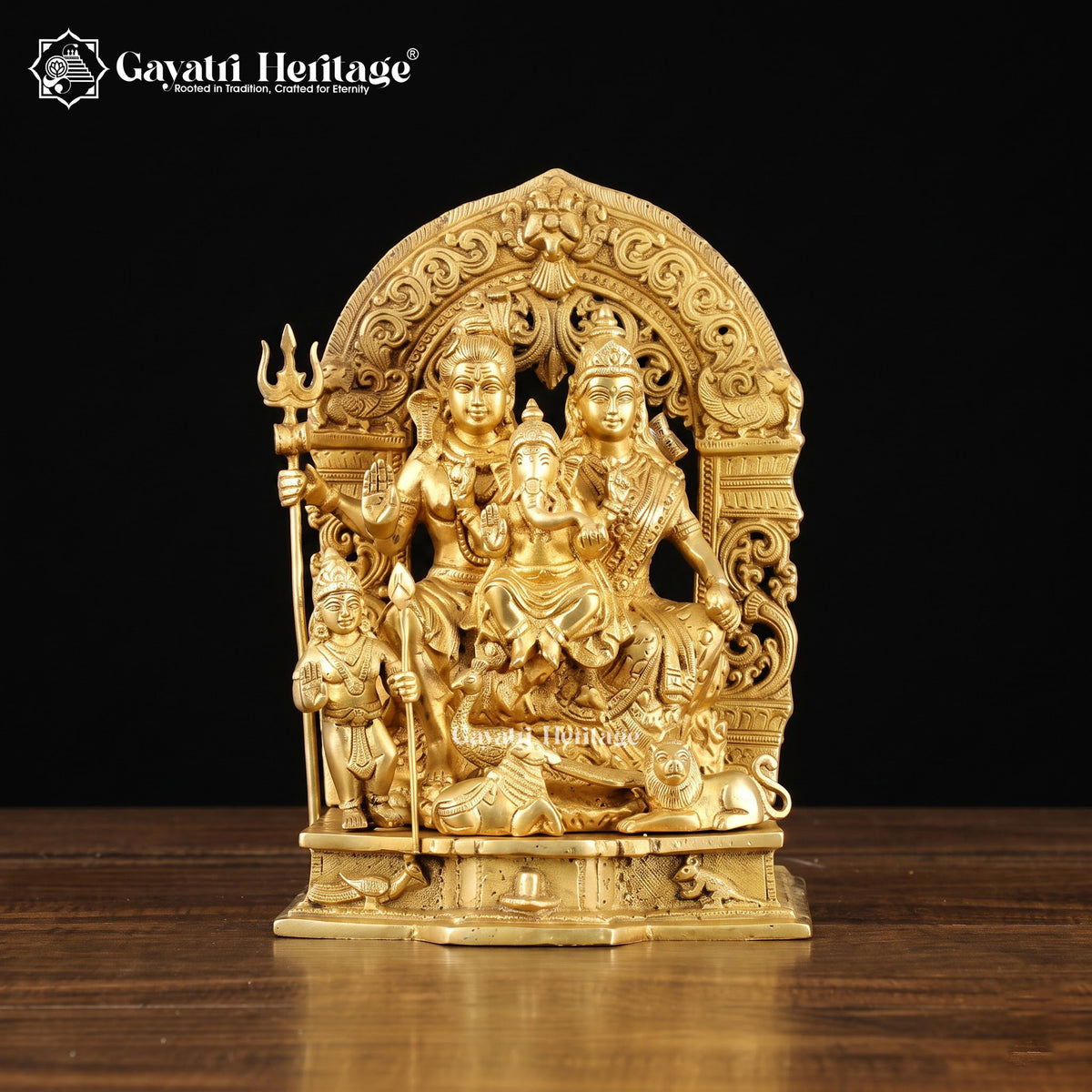 Brass Shiva Family, 12 inch, handcrafted by Gayatri Heritage