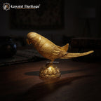 Brass Parrot Statue | Handcrafted Brass Bird Figurine for Home Decor