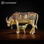 Brass Cow and Calf with Stone Work – Motherhood & Prosperity | Gayatri Heritage