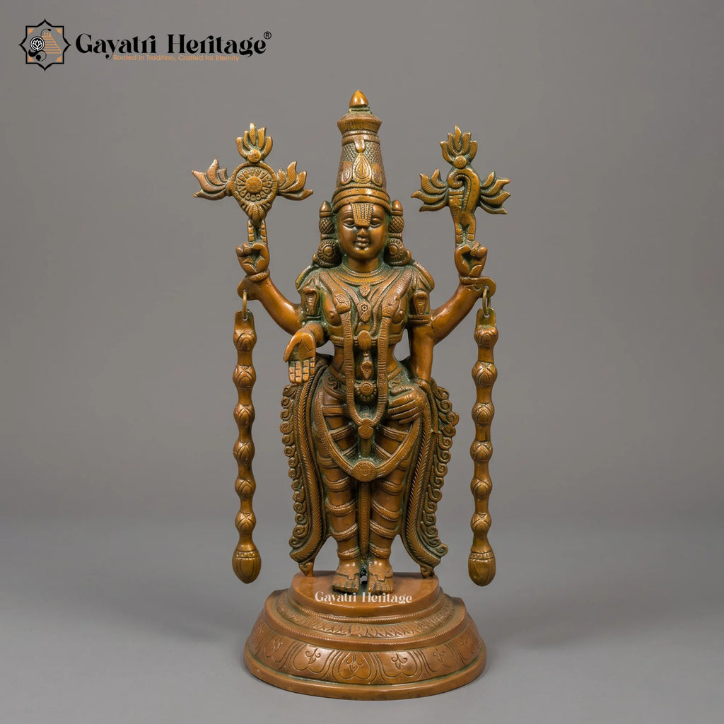 Brass Tirupati Balaji Statue | Copper Finish Standing (16 Inch)