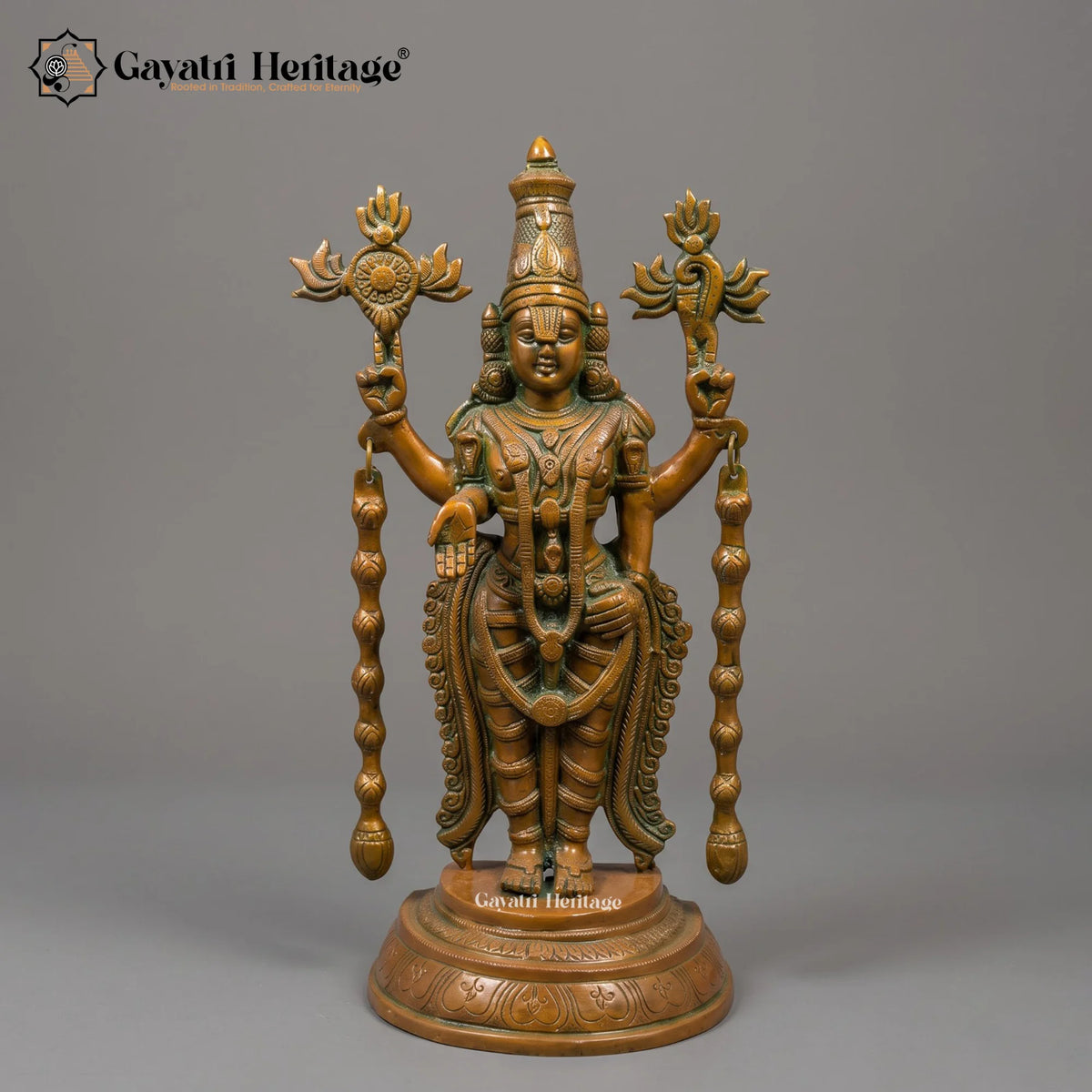 Brass Tirupati Balaji Statue | Copper Finish Standing (16 Inch)