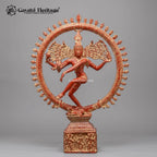 Brass Nataraja Statue | Dancing Lord Shiva Idol | Antique Red Gold Finish | 23.5 Inch Hindu Temple & Home Decor