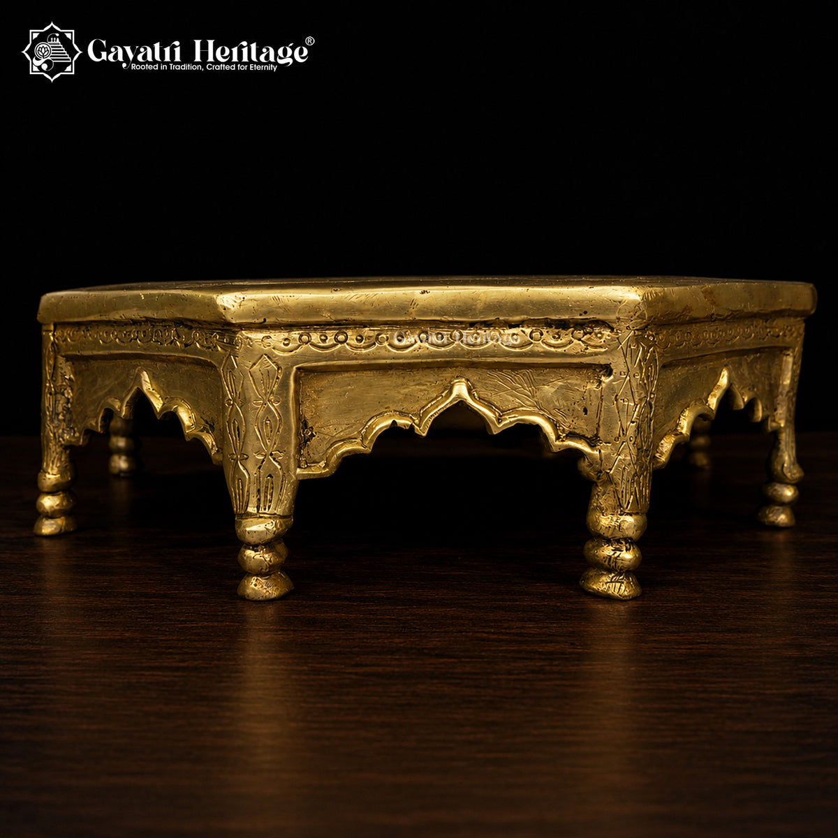 Brass Chowki – Elegant Religious Decor for Sacred Spaces | Gayatri Heritage