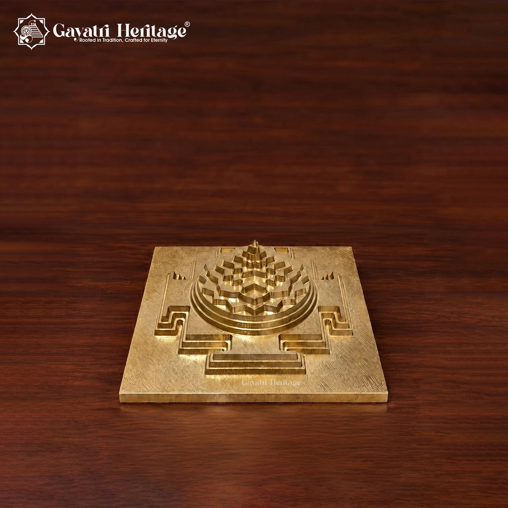 Small Brass Shree Yantra 3D Model | Meru Shri Yantra | Home Temple & Pooja Decor | Spiritual Gift