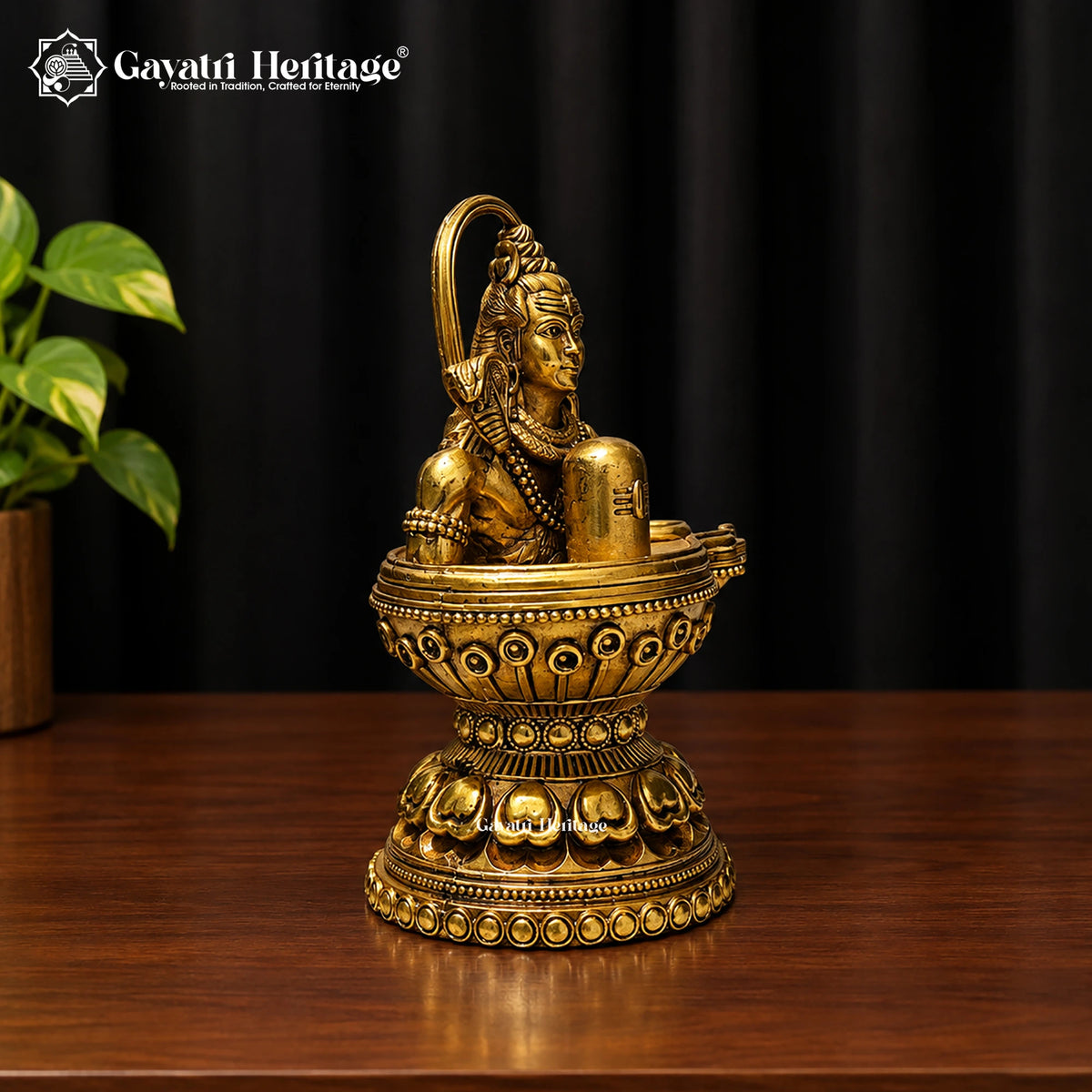 Brass Shiva Lingam Statue with Lord Shiva Idol – view 3 of 4