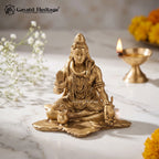 Brass Lord Shiva Statue | Meditating Shiva Idol with Om Blessing Hand | Pooja Room & Temple Decor | Spiritual Gift