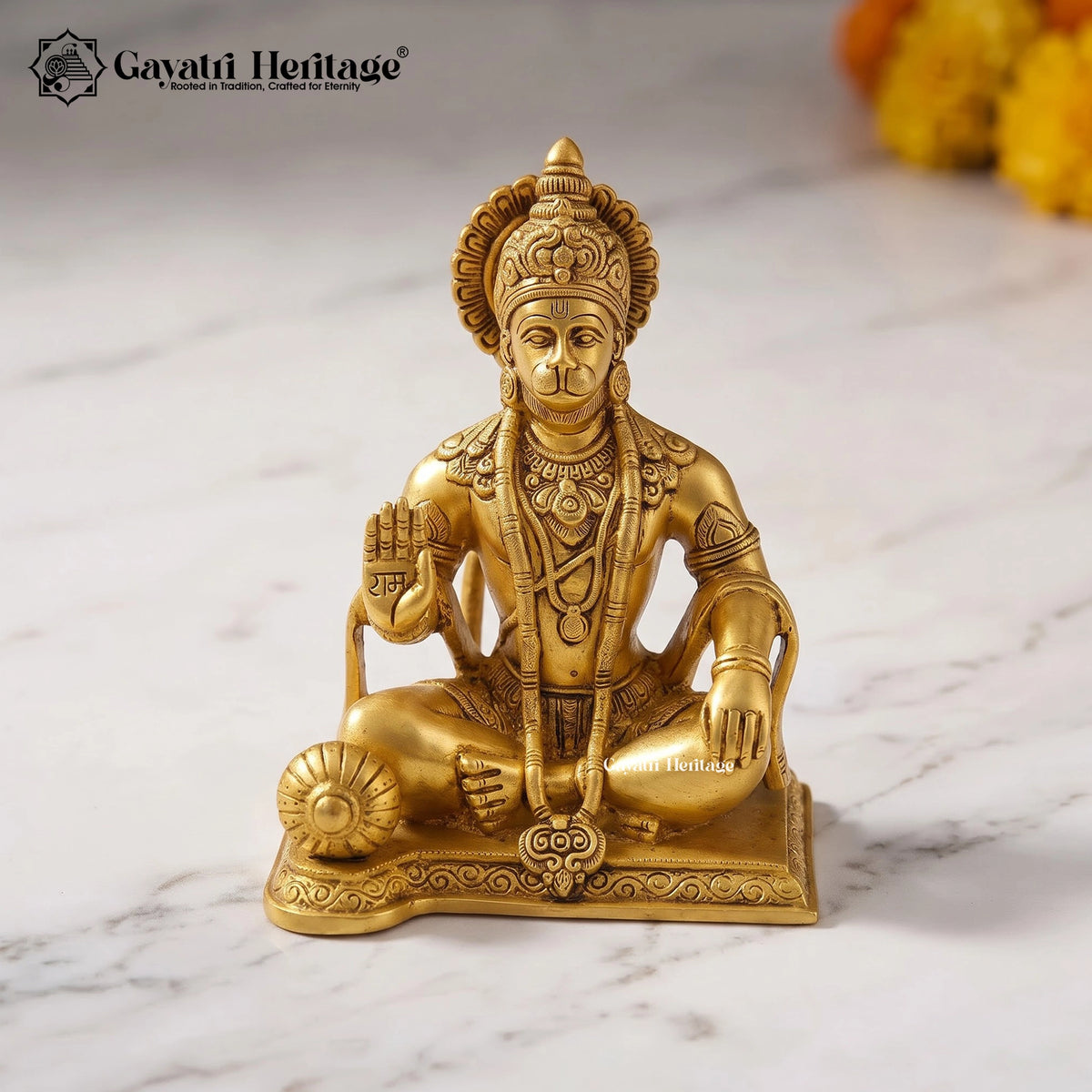 Brass Hanuman Idol | Bajrangbali Murti | Hindu God Statue | Lord Hanuman Sculpture for Home Temple & Pooja Decor