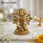 Brass Panchmukhi Hanuman Idol | Five-Faced Bajrangbali Statue | Pooja Room & Home Temple Decor