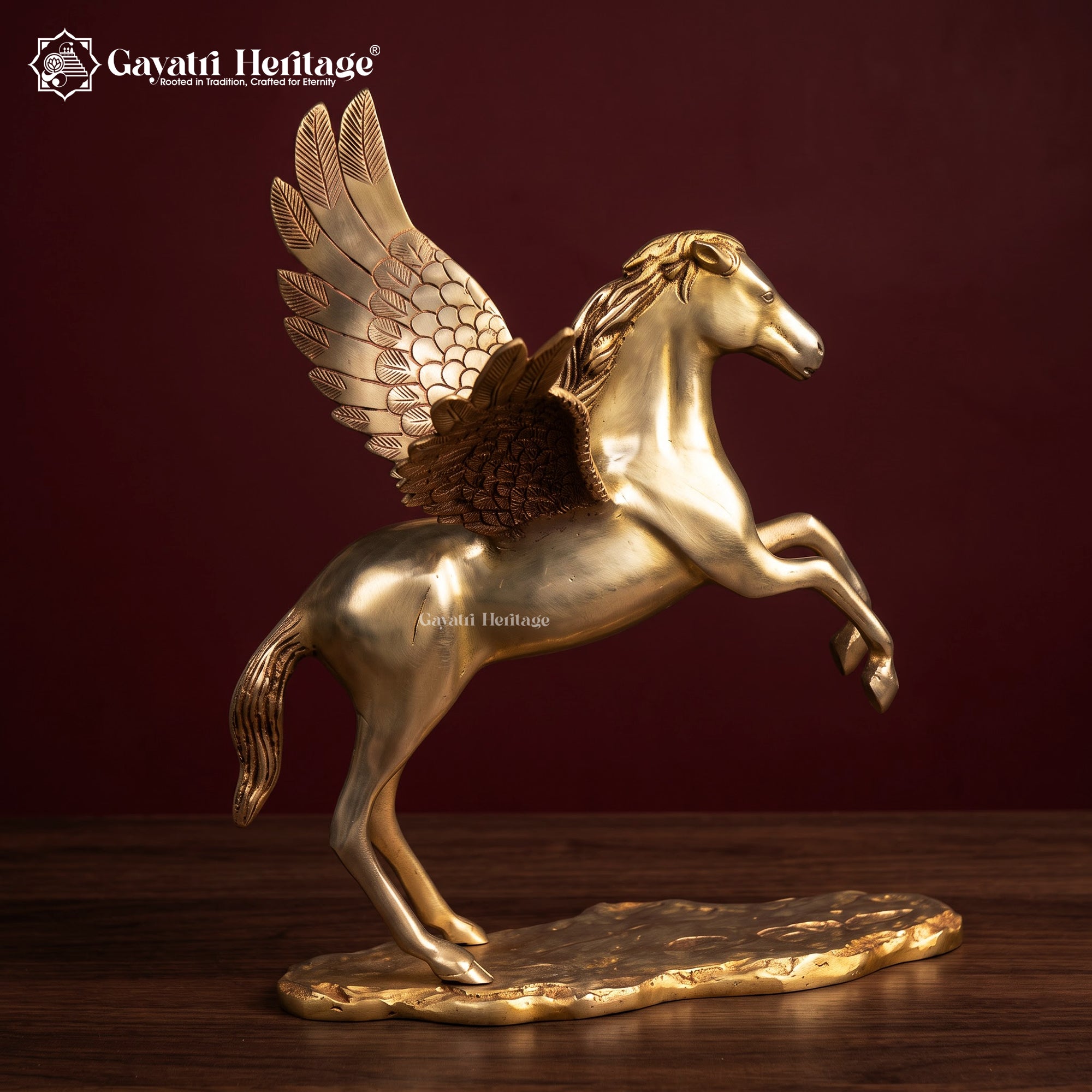 Brass Flying Horse Statue | Vintage Style Pegasus Figurine | Handmade Antique Finish Home Decor