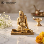 Brass Neem Karoli Baba Statue | Handcrafted Sitting Baba Murti | Spiritual Guru Idol | Meditation & Pooja Decor