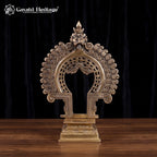 Brass Prabhavali with Kirtimukha and Yali | Traditional Temple Idol Arch (10 Inch)