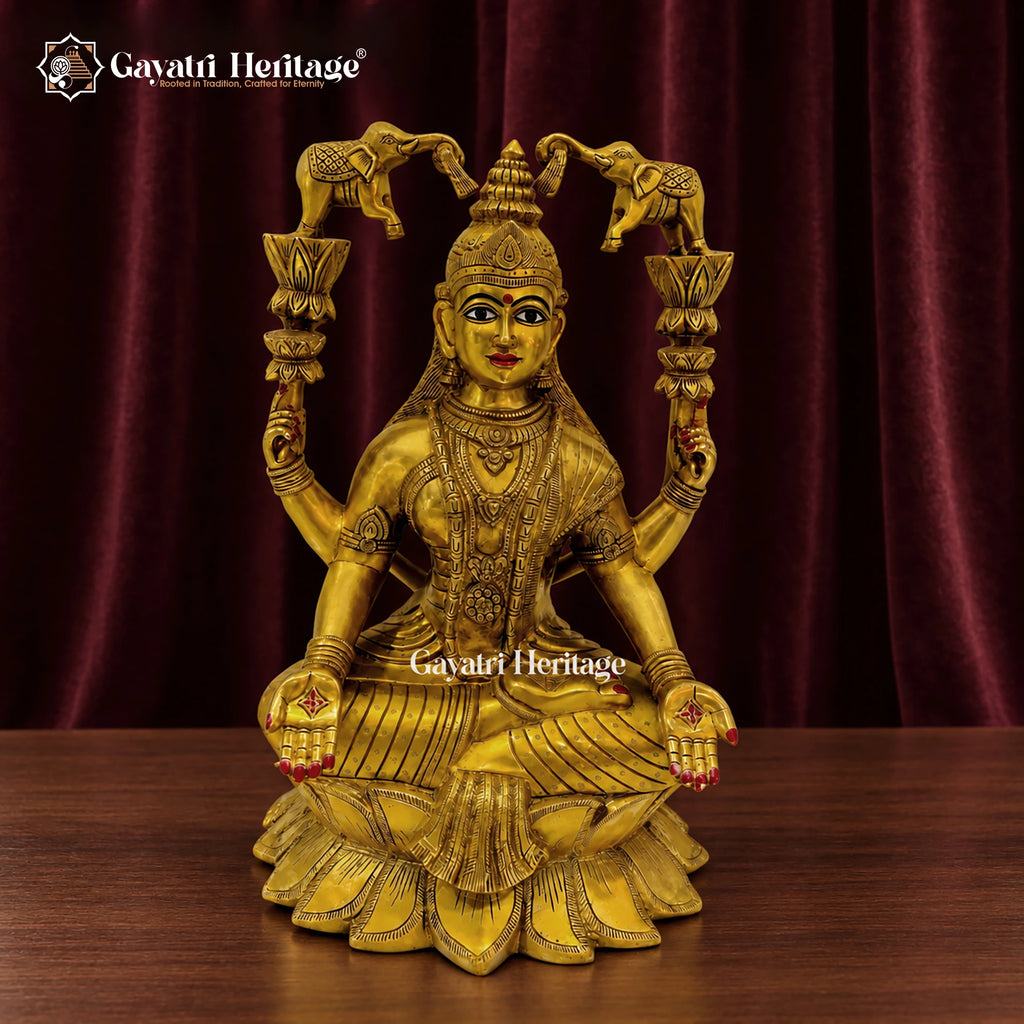 Brass Gaja Lakshmi Statue – view 3 of 4