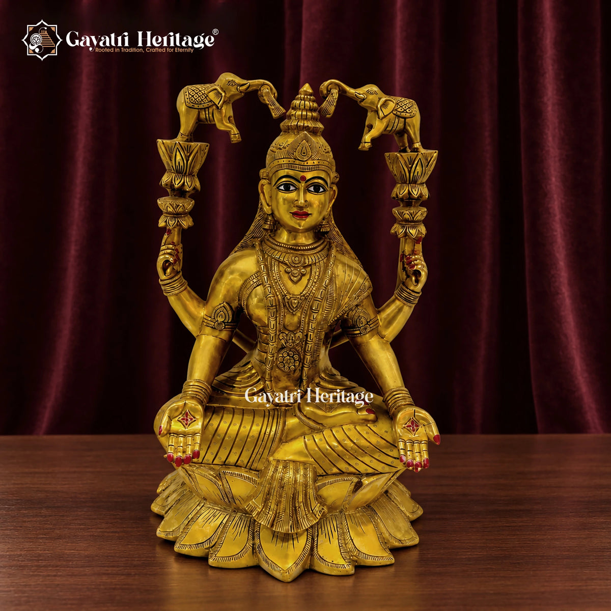 Brass Gaja Lakshmi Statue – view 3 of 4